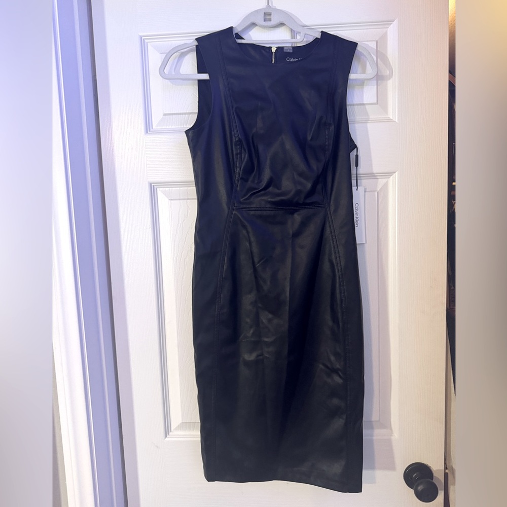 Black leather dress Calvin Klein